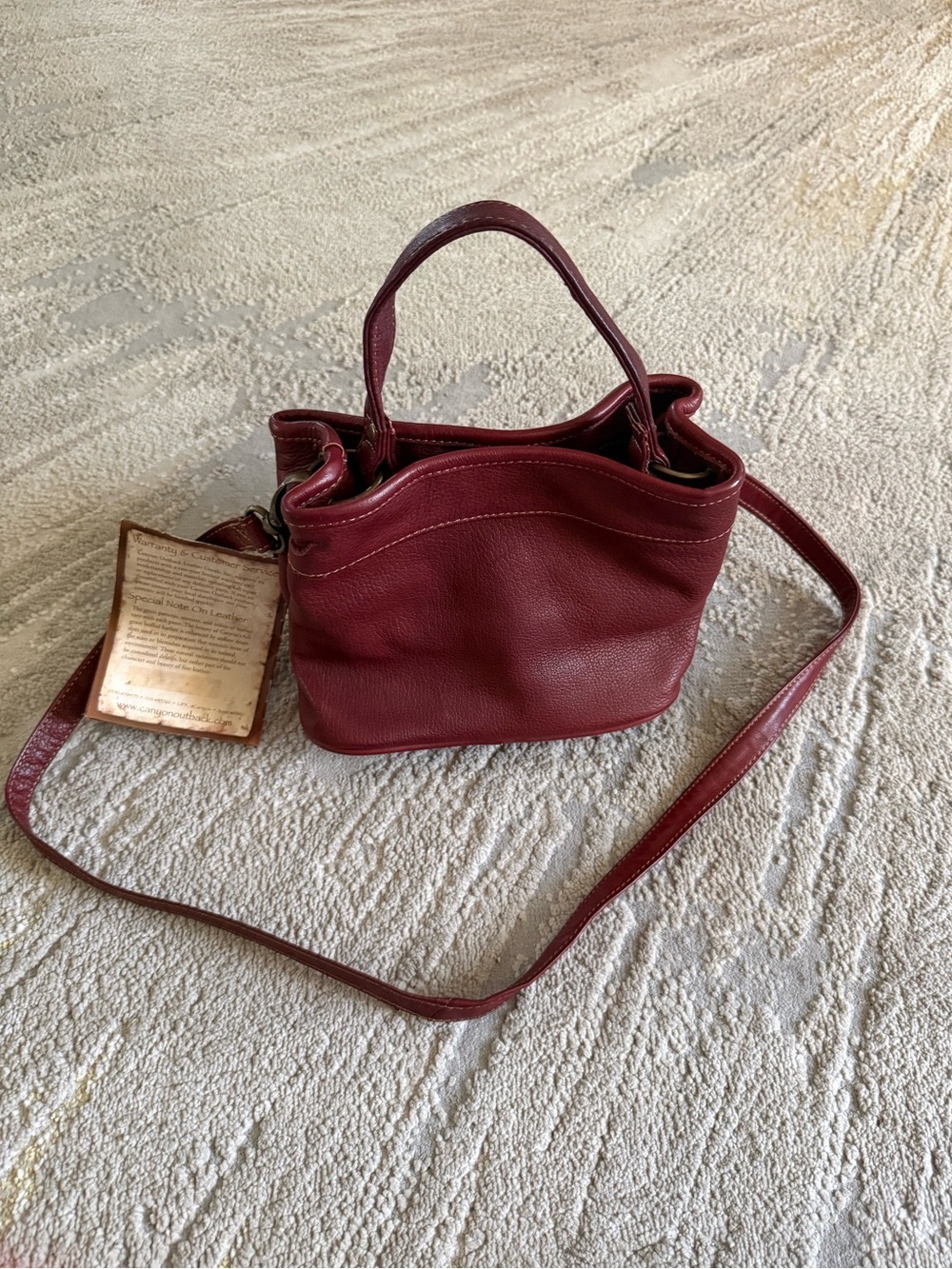Canyon Outback burgundy leather  
 Crossbody bag top handle removable strap new